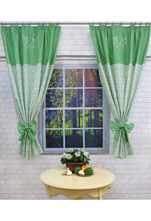 Комплект штор"Усадьба.Полевые цветы" 2169_7zzm зеленые цветы
