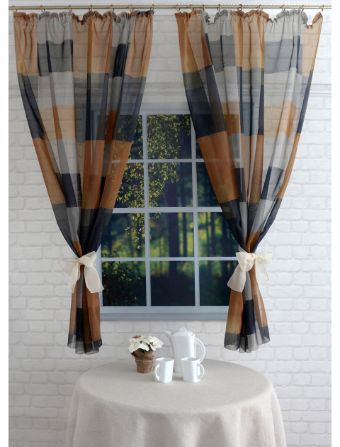 Тюль "Геометрия" 4935gr серо-горчичный