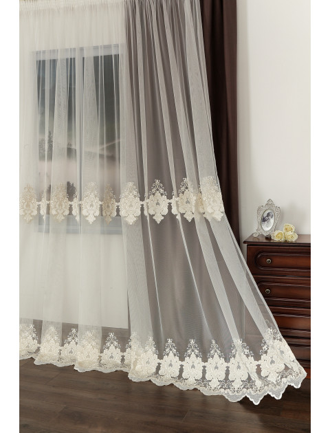 Тюль сетка-вышивка FB 4673v420 молочный