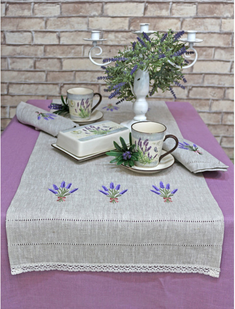 Дорожка "Лаванда с кружевом", серый