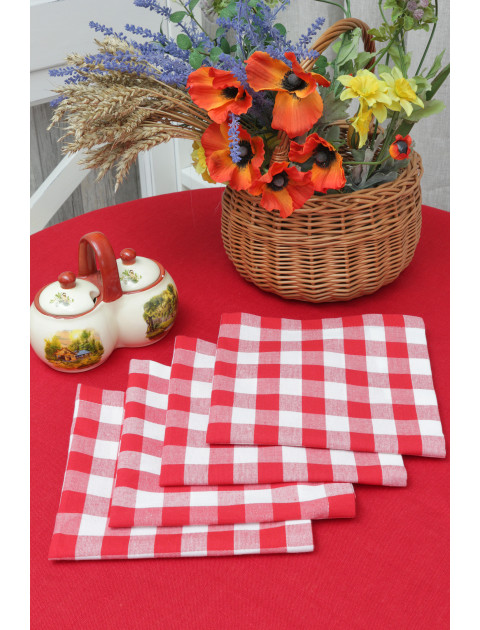 Набор салфеток "Жанна" б/мережки, красно-белый, 40* 40 см Набор салфеток "Жанна" б/мережки, красно-белый, 40* 40 см