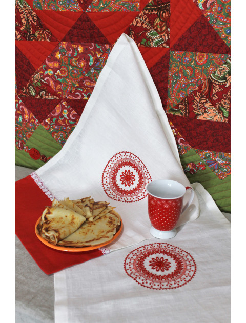 Рушник "Масленница", бело-красная Рушник "Масленница", бело-красная