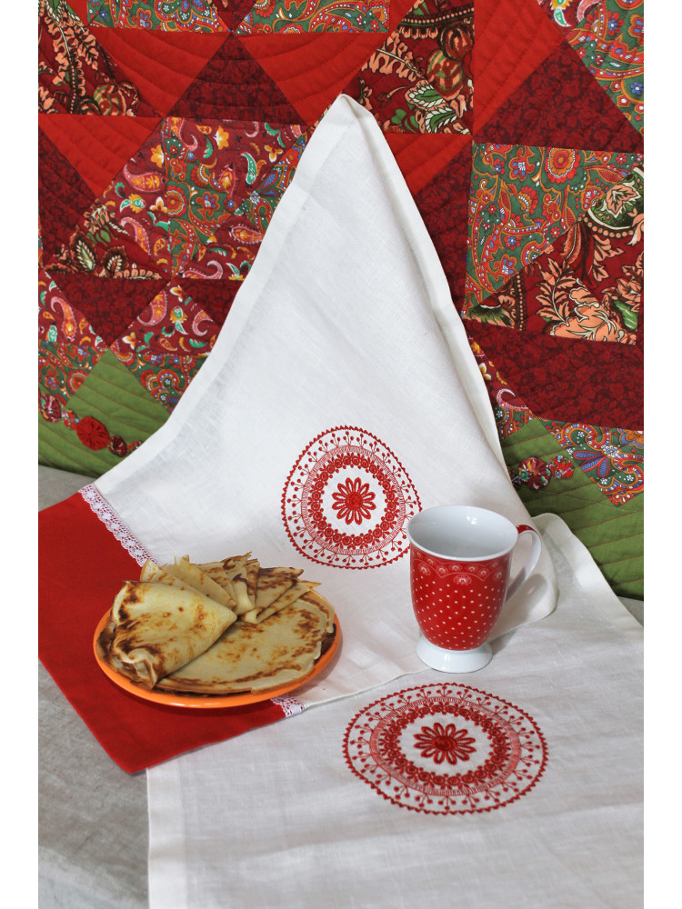 Рушник "Масленница", бело-красная Рушник "Масленница", бело-красная