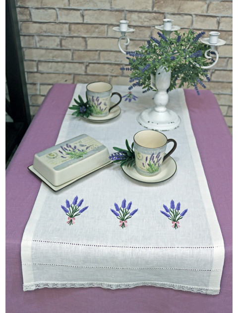 Дорожка "Лаванда с кружевом", белый