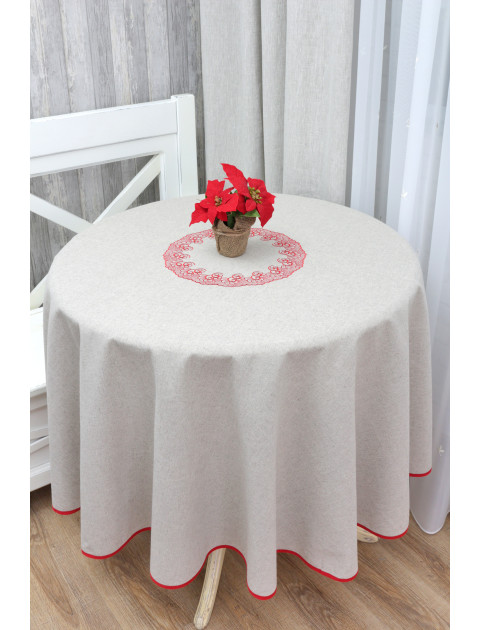Скатерть круглая, серо-красный