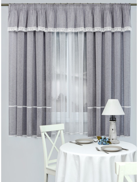 Комплект лёгких штор с тюлем и ламбрекеном Grasse 1007v11 1007v01 белый серо-сиреневый