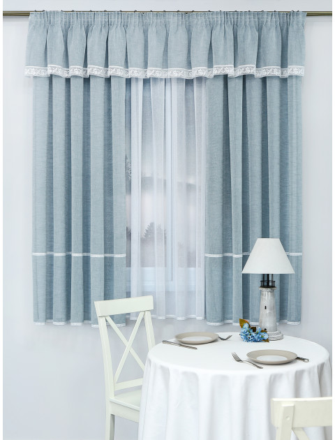 Комплект лёгких штор с тюлем и ламбрекеном Grasse 1007v08 1007v01 белый серо-голубой