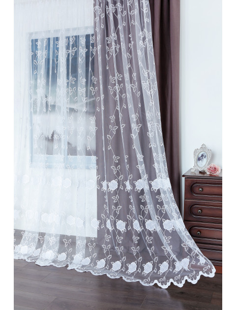 Тюль сетка-вышивка 25093 v 200, белый