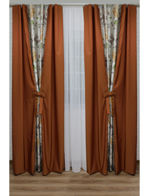 Комплект штор "Адель" коричнево-терракотовый