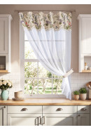 Тюль на манжете из хлопка Весенний букет белый молочный зеленый розовый