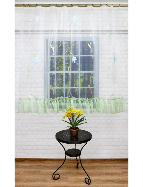 Тюль с зеленым манжетом