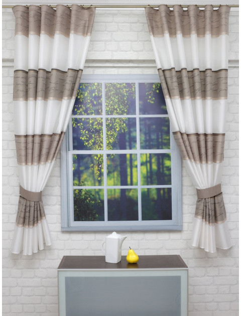 Тюль "Konsu" молочный,коричневый