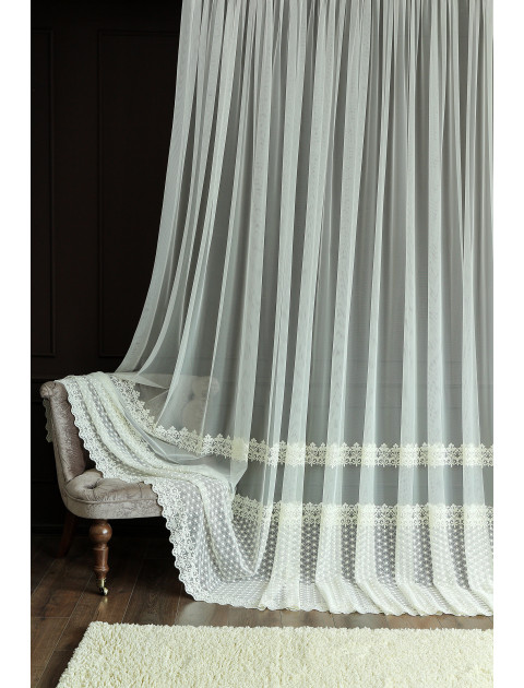 Тюль сетка-вышивка 4081044 ecru молочный