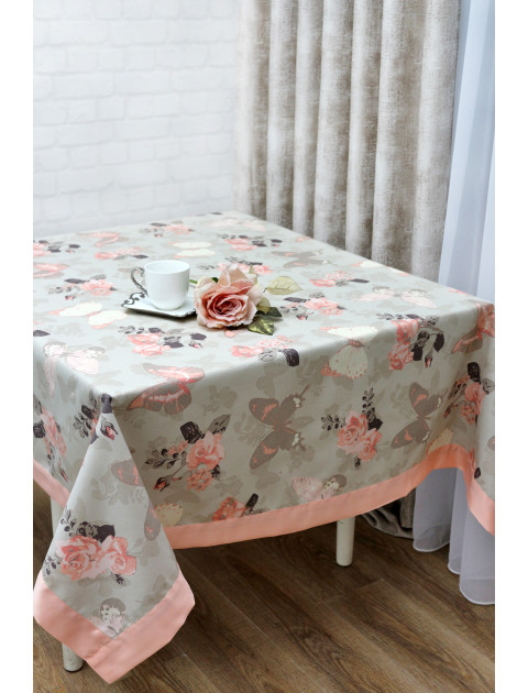 Скатерть розовый кант, серо-розовый
