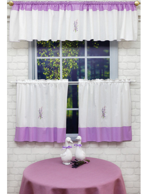Шторки - кафе "Лаванда", белый, сиреневый