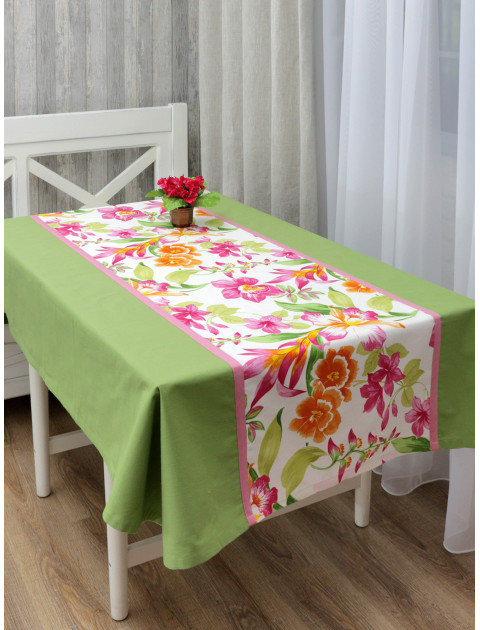 Скатерть "Яркие Цветы", зеленый