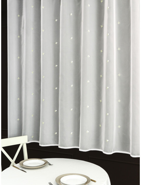 Тюль Letty с кружевом 1232v7 белый молочный салатовый