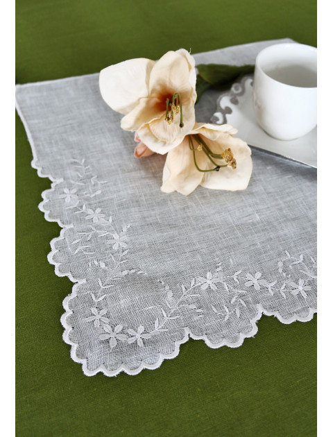 Салфетка "Цветочная",  молочный