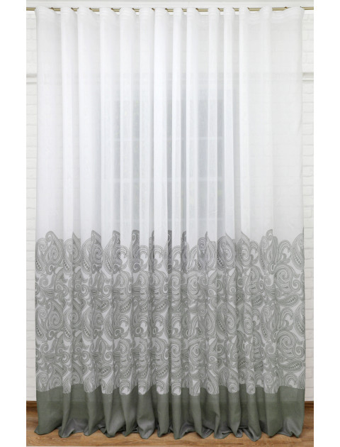 Тюль "Медина, 1428v4, низ серо-зеленый вензель