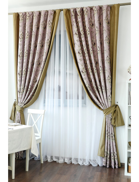 Комплект штор "Scarlett" Dimaut 9222  v 18c  пудрово-розовый, хаки