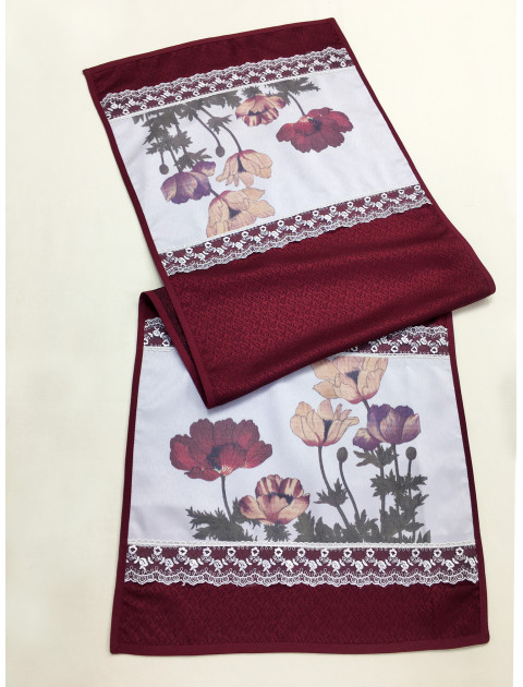 Дорожка ажурная, печать, молочно-бордовый Дорожка ажурная, печать, молочно-бордовый