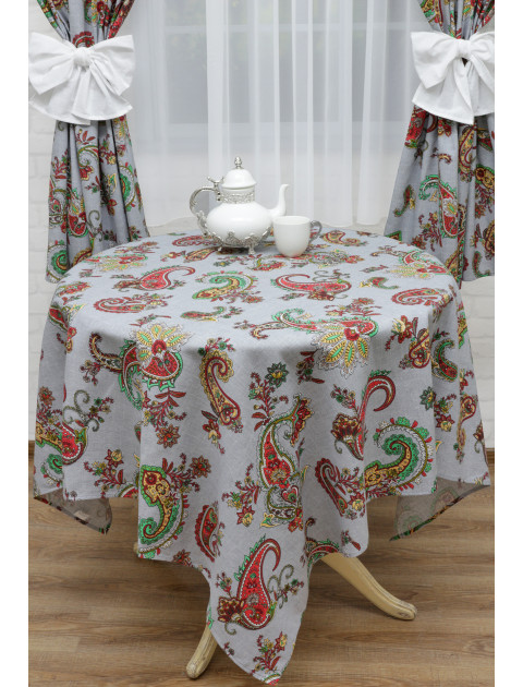 Скатерть Усадьба Турецкий огурец серый красный