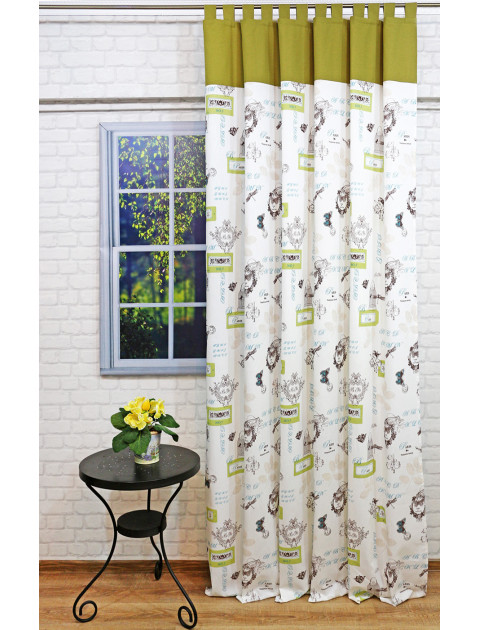 Штора "Париж" белый, зеленый