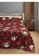 Плед-покрывало Шотландка габардин красный зеленый белый