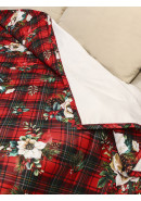 Плед-покрывало Шотландка габардин красный зеленый белый