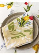 Набор салфеток Тюльпан лен желтый зеленый розовый молочный