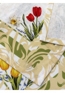 Набор салфеток Тюльпан лен желтый зеленый розовый молочный