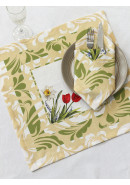 Набор салфеток Тюльпан лен желтый зеленый розовый молочный