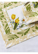 Набор салфеток Тюльпан лен желтый зеленый розовый молочный