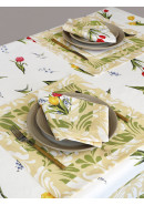 Набор салфеток Тюльпан лен желтый зеленый розовый молочный