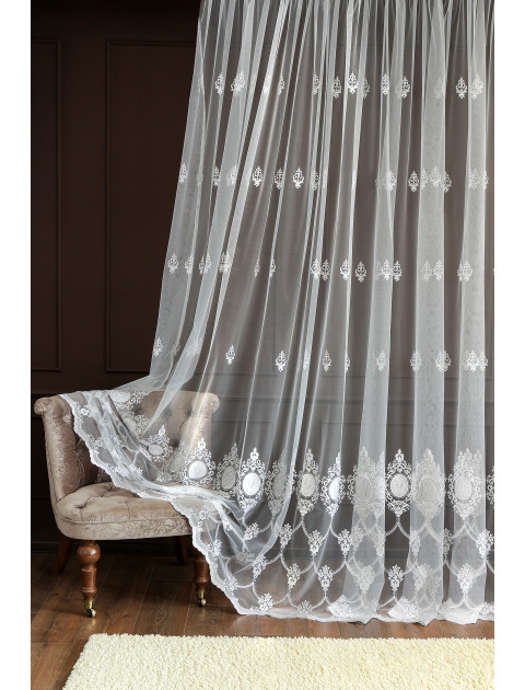 Тюль Сетка-Вышивка 25425v2638 белый серебристый