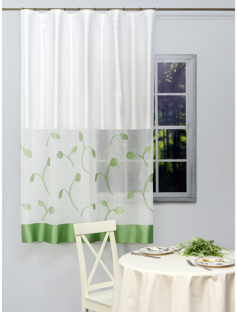 Тюль экран Дарама 9616vK на манжете белый зеленый