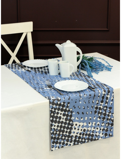 Дорожка декоративная столовая Космос хлопок черный синий
