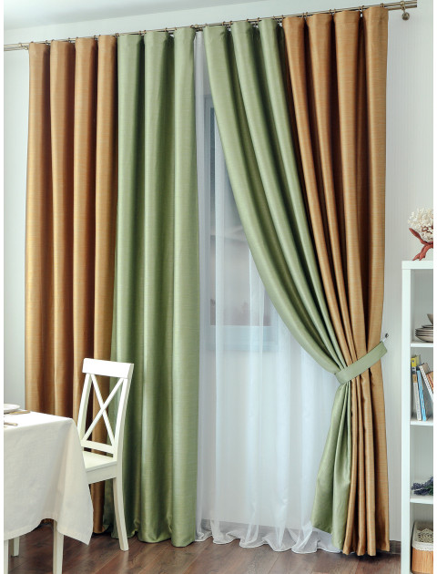 Комплект штор Darama комбинированные 3440z песочный зеленый