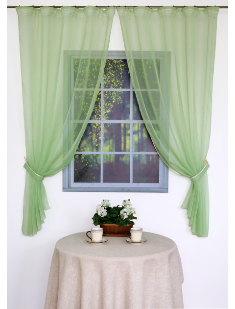 Тюль для кухни "Lady Dee" с подхватами, светло-зелёный