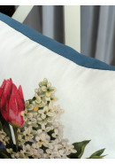 Наволочка декоративная Тюльпаны сирень хлопок белый серо-синий