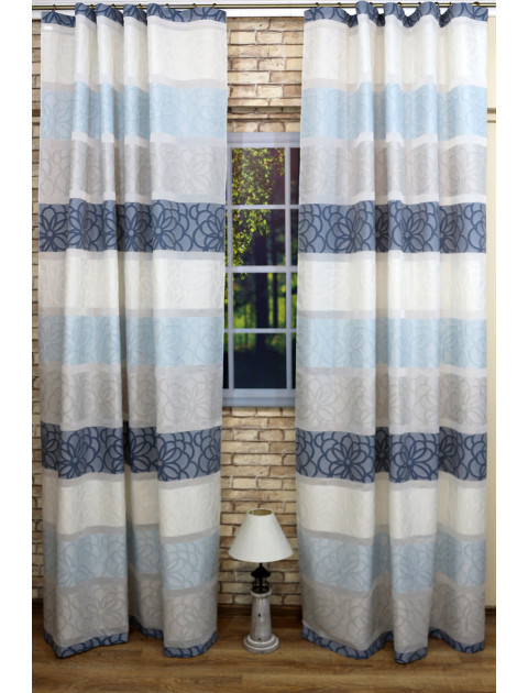 Комплект штор "Дарама", 55537v104_5, молочный, голубой, цветы