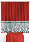 Комплект штор Усадьба Снеговики серый зеленый бордовый
