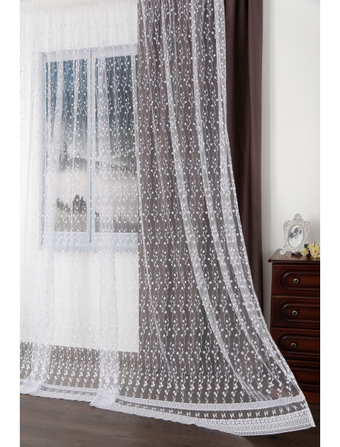 Тюль сетка-вышивка 8107 v 6001, белый