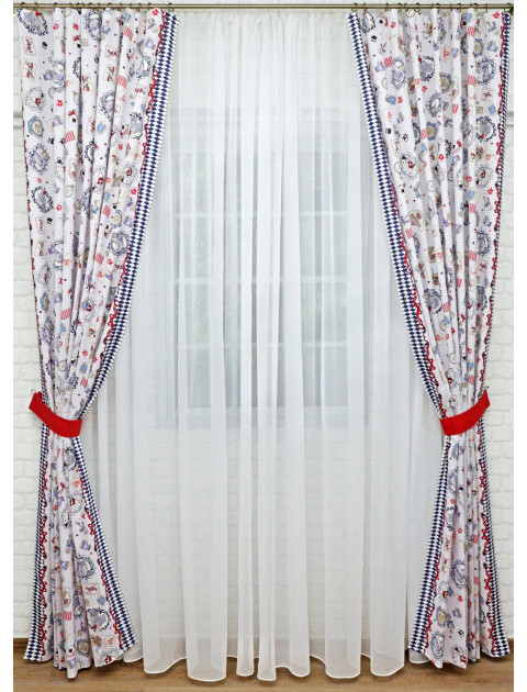 Комплект штор Усадьба Алиса белый красный