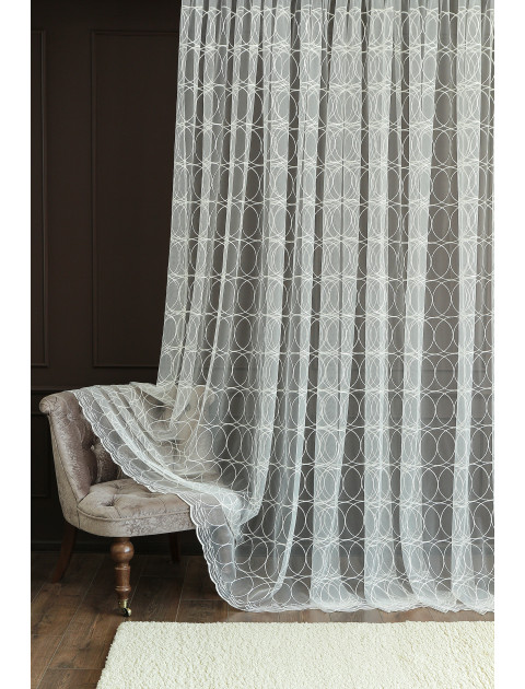 Тюль сетка-вышивка 14132v2346 молочный