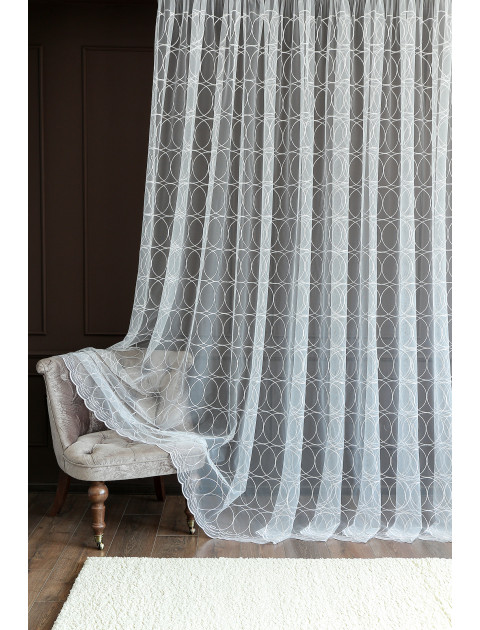 Тюль сетка-вышивка 14132v2638 белый серебристый
