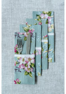 Набор кармашков для столовых приборов "Яблоня", серо-голубой, розовый 6 шт.