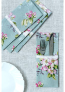 Набор кармашков для столовых приборов "Яблоня", серо-голубой, розовый 6 шт.