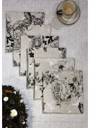 Набор салфеток Льняная усадьба Винтажная роза, бежевый, черный, белый 45х45 см