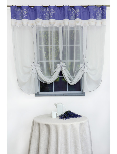 Тюль "Ника. Вечер" белый, синий